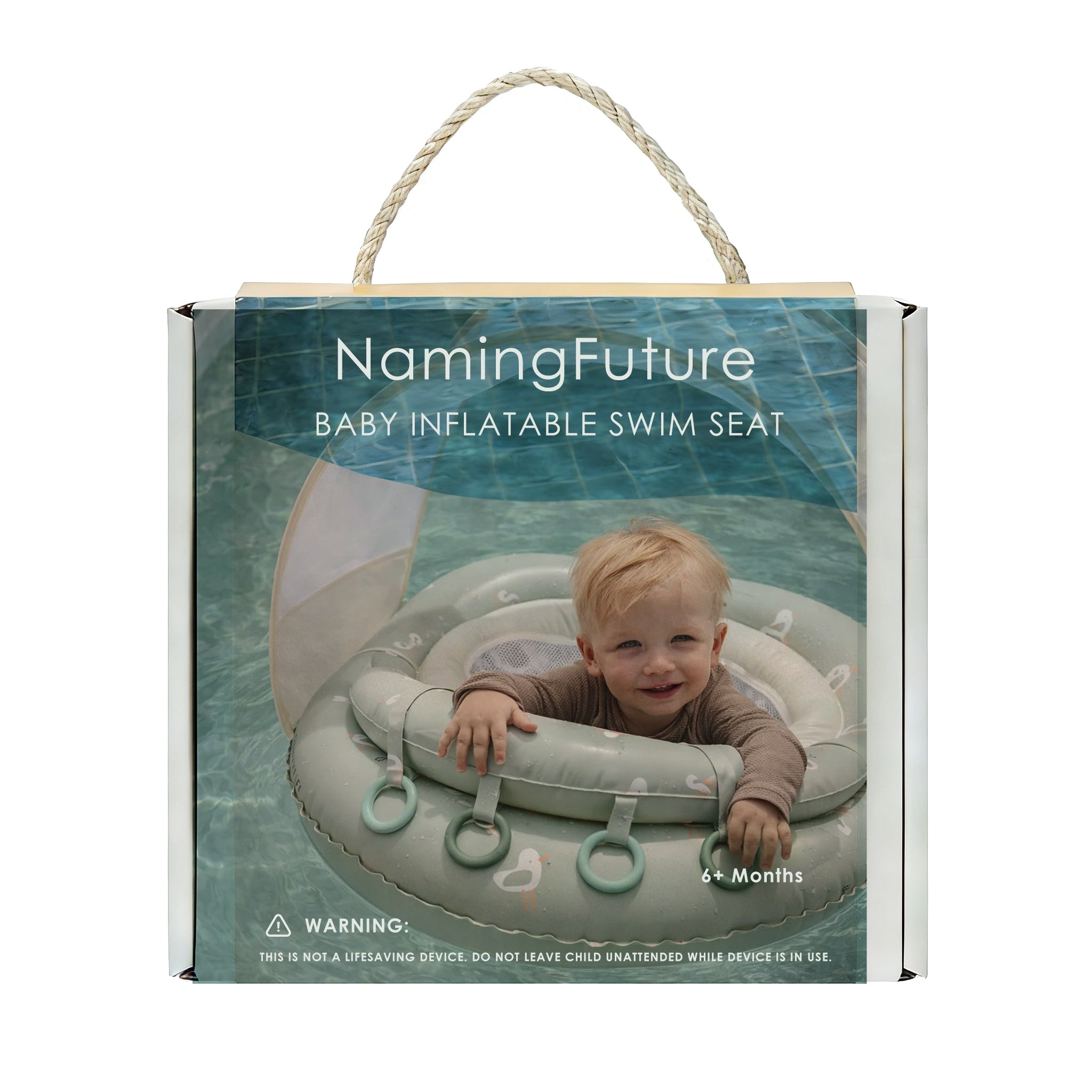 Interactive Baby Swim Seat with Canopy - Seagull Green