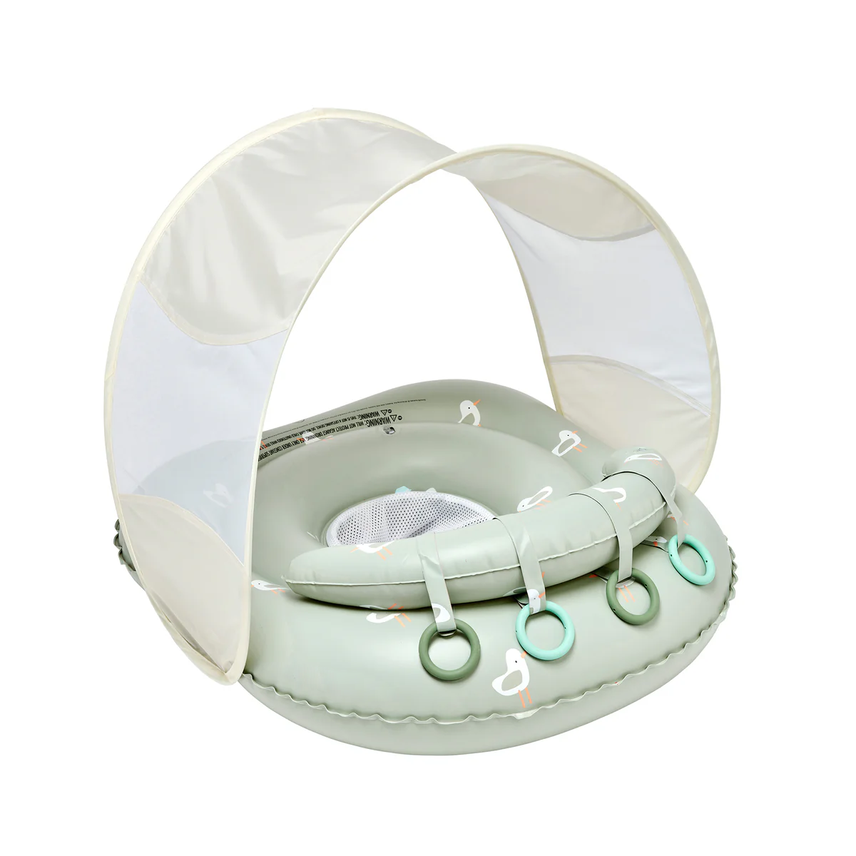 Interactive Baby Swim Seat with Canopy - Seagull Green