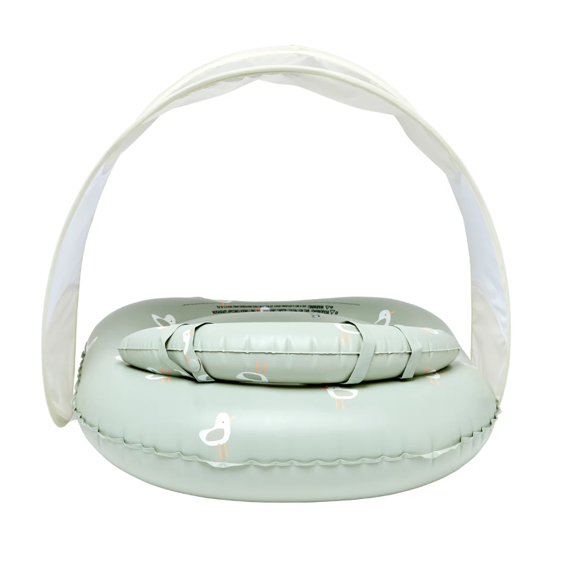 Interactive Baby Swim Seat with Canopy - Seagull Green
