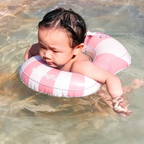 Inflatable Baby Body Ring - Pink & White Candy Stripes