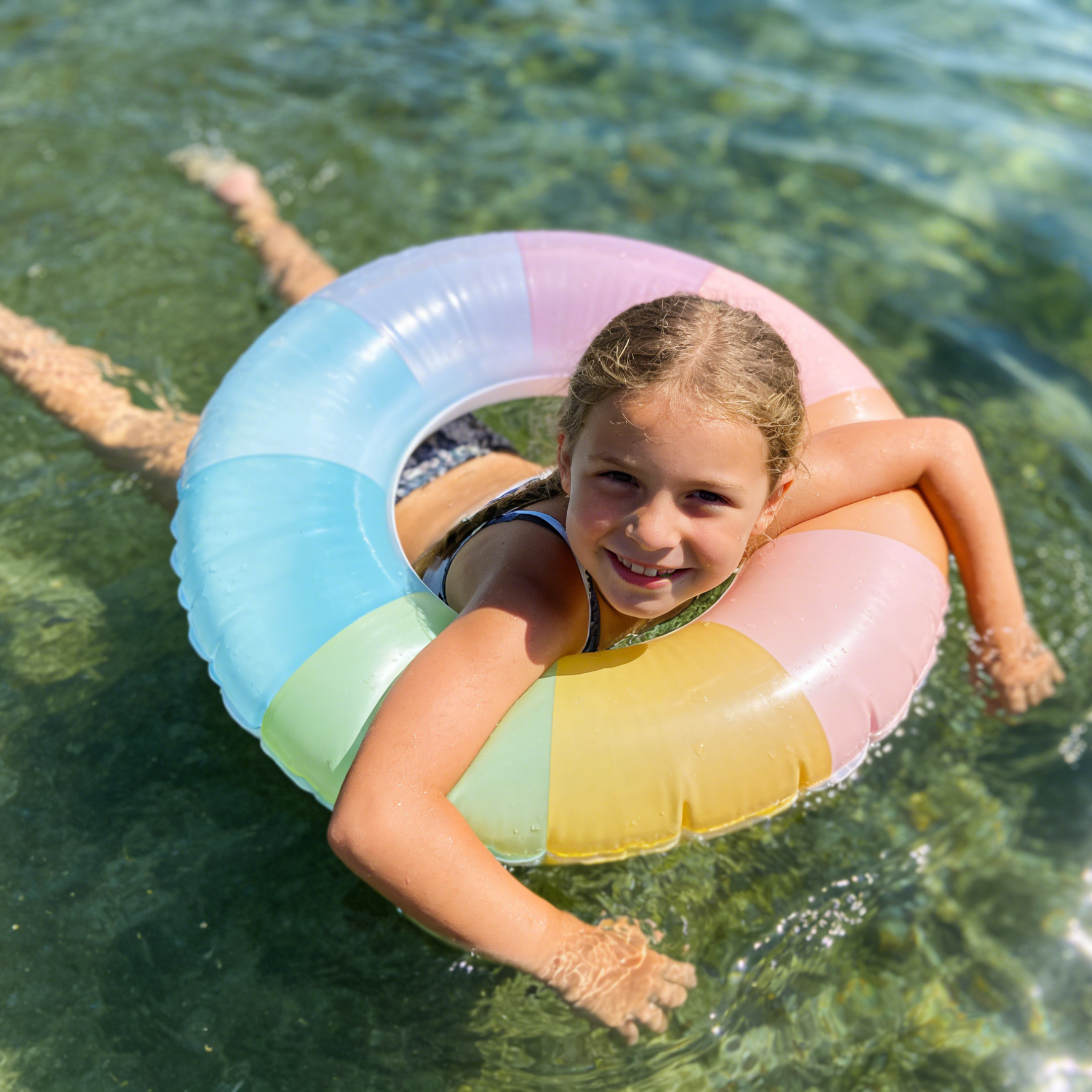 Kids Swim Ring - Pastel Rainbow Stripe
